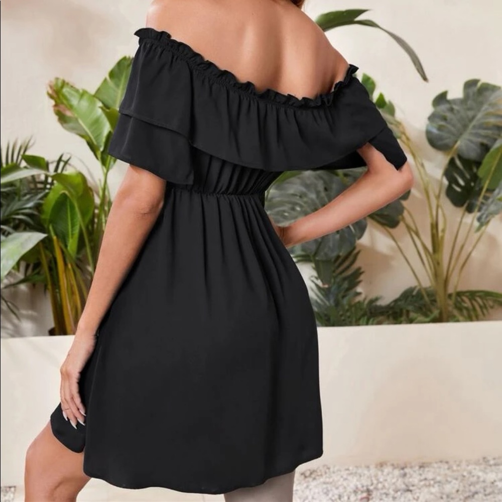 Boho off shoulder ruffle hem dress - Picture 3 of 5
